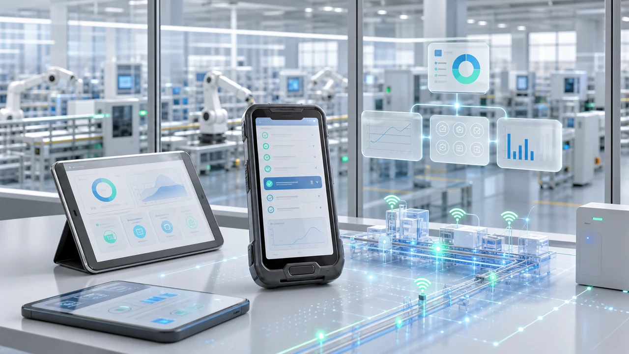 Light futuristic EMS and PDA mobile workflow system visual